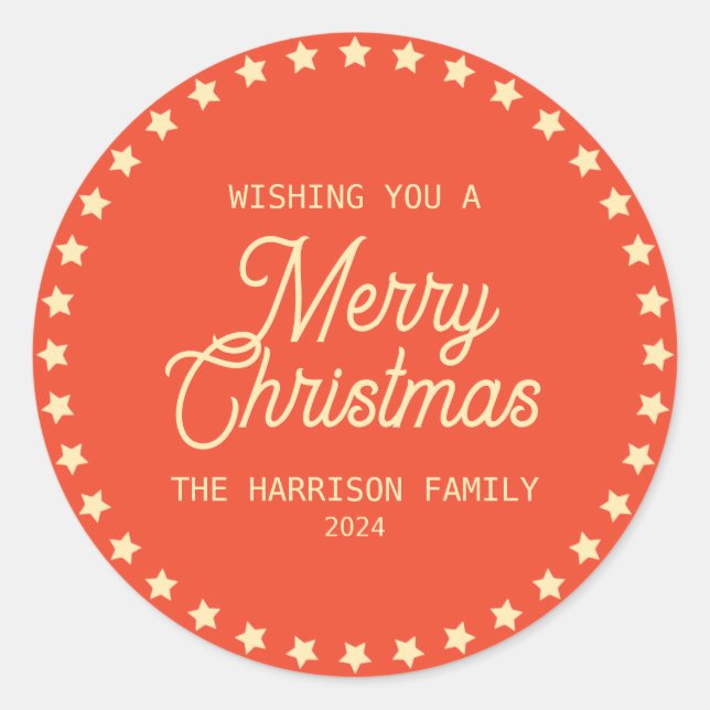 Sticker Rond Retro Vintage Stars Circle Noël (Devant)