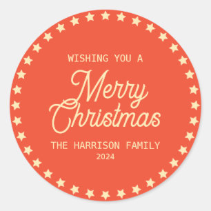 Sticker Rond Retro Vintage Stars Circle Noël