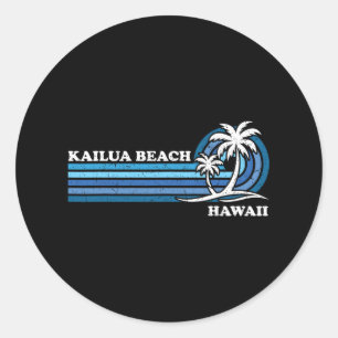 Sticker Rond Rétro Vintage vacances en famille Hawaii Kailua Be