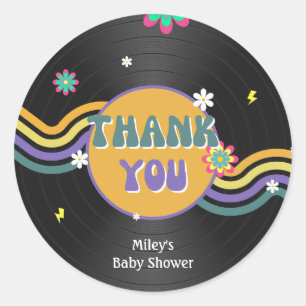 Sticker Rond Retro Vynil Record Baby shower Super les années 70