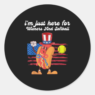 Sticker Rond Retro Wieners Hot Chien Coquette Bow, softball, 4e