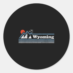 Sticker Rond Rétro Wyoming State Mountain Ski Vintage Ski So
