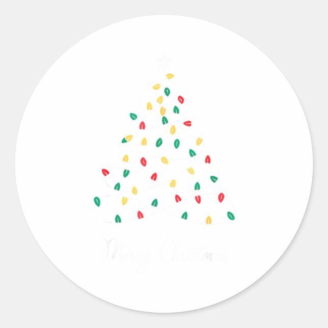 Sticker Rond Retro Xmas Merry Christmas Tree Lights  (Devant)
