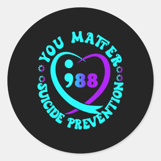 Sticker Rond Retro You 988 Suicide Prevention Awareneess  (Devant)