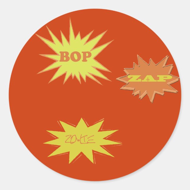 STICKER ROND RÉTRO ZAP ZOWIE BOP (Devant)