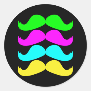 Sticker Rond Rétros moustaches de RVB Fluo