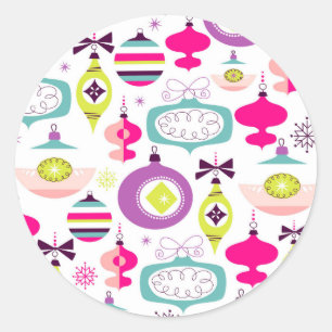 Sticker Rond Rétros ornements lumineux de Noël