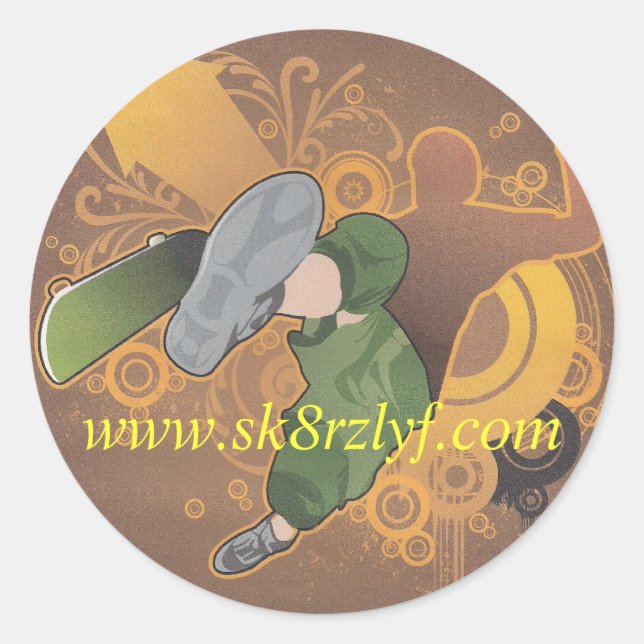 Sticker Rond rétrosk8 001, www.sk8rzlyf.com (Devant)