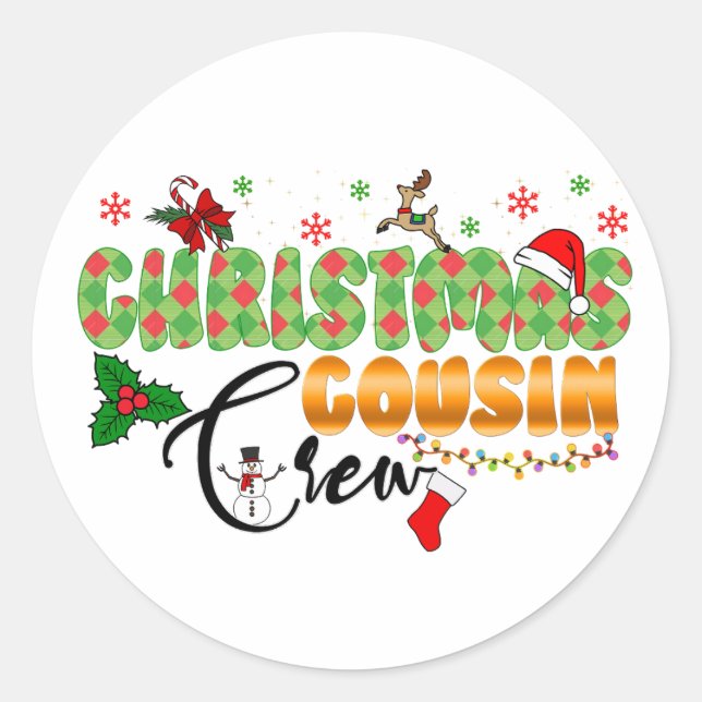 Sticker Rond Retrouvailles familiales de Noël Cousin Crew (Devant)