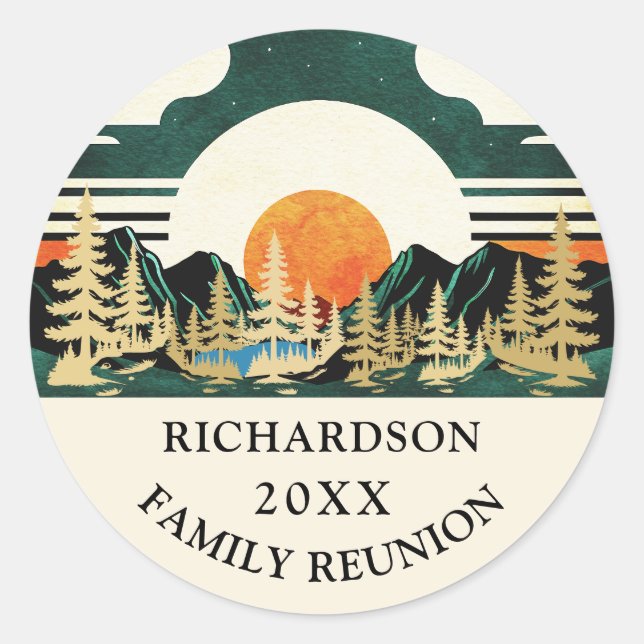 Sticker Rond Retrouvailles familiales personnalisées Coucher de (Devant)