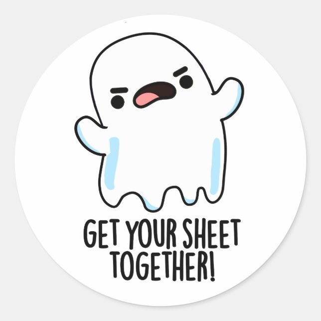 Sticker Rond Retrouvez votre feuille ensemble Funny Ghost Pun (Devant)
