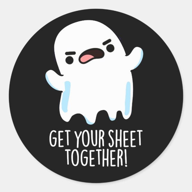Sticker Rond Retrouvez votre feuille ensemble Funny Ghost Pun D (Devant)