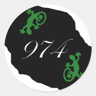 Sticker Rond Réunion 974 - margouillat