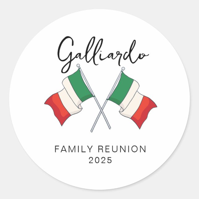 Sticker Rond Réunion de famille du drapeau italien  (Devant)