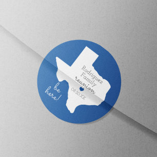 Sticker Rond Réunion familiale de l'État bleu du Texas