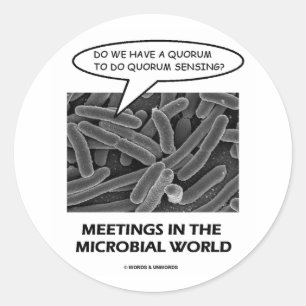 Sticker Rond Réunions dans le monde microbien (détection de