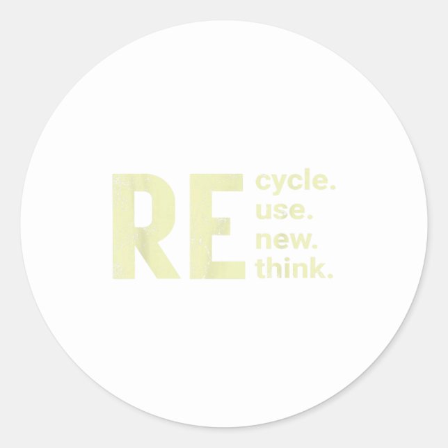Sticker Rond Réutiliser Penser Neuf (Devant)