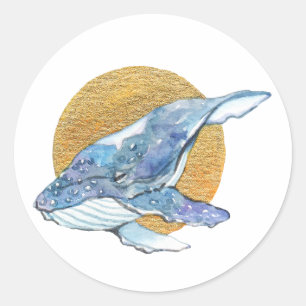 Sticker Rond Rêve de baleines