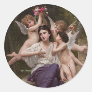 Sticker Rond Rêve de Printemps par Bouguereau