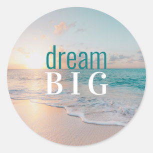 Sticker Rond Rêve inspirationnel Big Tropical Beach Photo