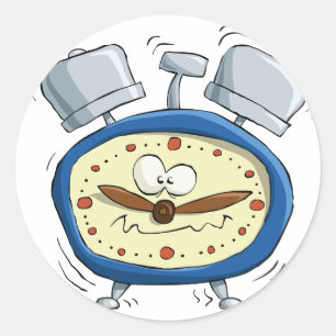Sticker Rond Réveil drôle dessin animé alarme réveil original