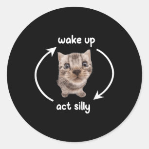 Sticker Rond Réveillez-vous Agir Chat Silencieux _ Réveillez-vo