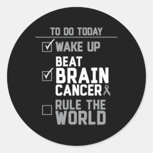 Sticker Rond Réveillez-vous le cancer du cerveau qui domine le
