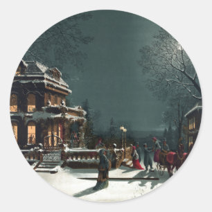 Sticker Rond Réveillon de Noël 1880