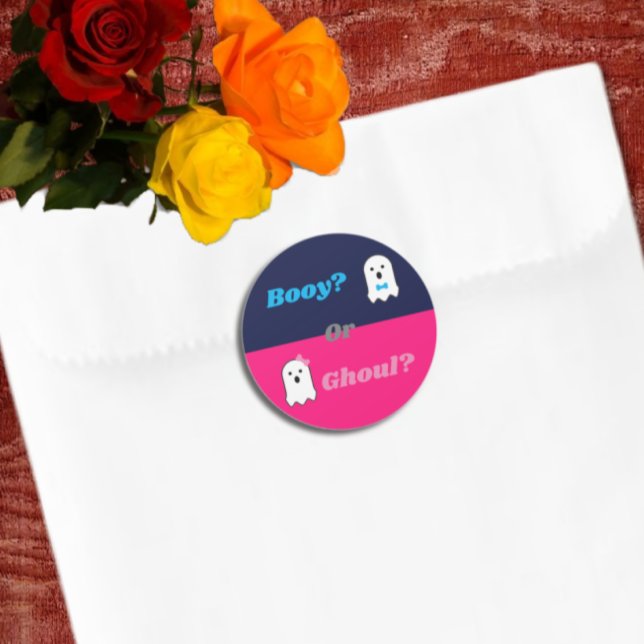 Sticker Rond Révélation de genre de garçon ou de fille Ghoul Ha (Créateur téléchargé)