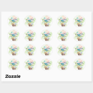 Sticker Rond Révélation de genre en Sage Bébé Animaux Safari
