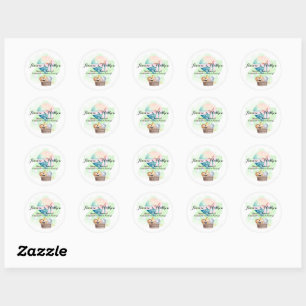 Sticker Rond Révélation de genre en Sage Bébé Animaux Safari