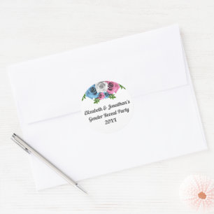 Sticker Rond Révélation de genre Rose Bouquet