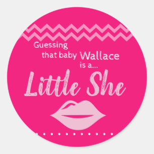 Sticker Rond Révélation de genre rose "Little She"