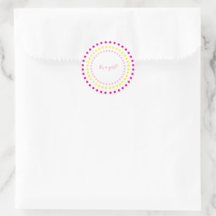 Sticker Rond Révélation du sexe de bébé avec pois rose et jaune