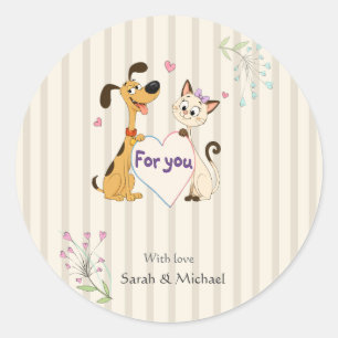 Sticker Rond Révélation du sexe du chien et du chat