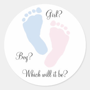 Sticker Rond Révélation du sexe empreinte de pieds de bébé