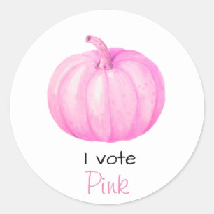 Sticker Rond Révélation du sexe Je vote pour la citrouille rose