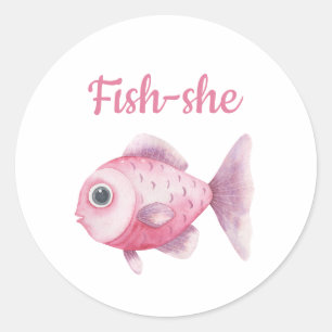 Sticker Rond Révélation du sexe par la pêche - Équipe fille Fis