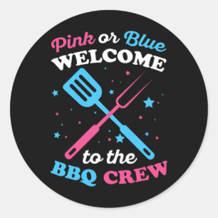 Sticker Rond Révéler Le Genre Barbecue Conception Pour Un Amour