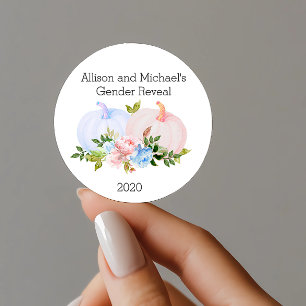 Sticker Rond Révéler le genre Citrouille Favoriser le cadeau pe