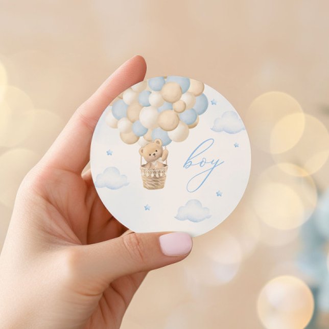 Sticker Rond Révéler le genre Teddy Bear Blue Boy (Créateur téléchargé)