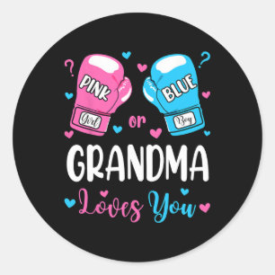 Sticker Rond Révéler Le Sexe Rose Ou Bleu Grand-Mère Vous Aime