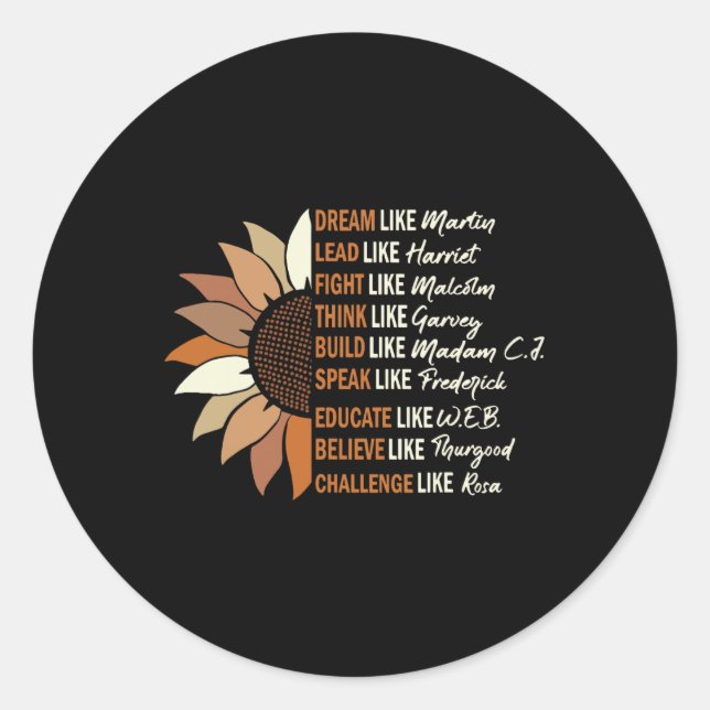 Sticker Rond Rêver Comme Martin Plomb Comme Harriet Black Histo (Devant)