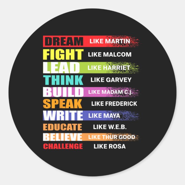 Sticker Rond Rêver Comme Martin Plomb Comme Harriet Black Histo (Devant)
