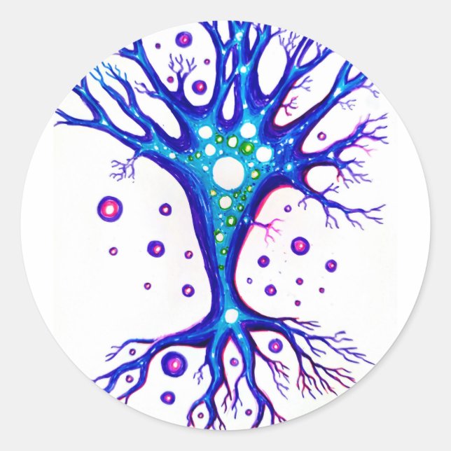 Sticker Rond rêves à l'intérieur d'un neurone (Devant)