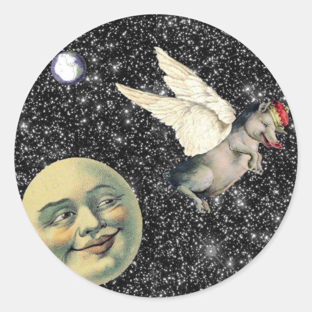 Sticker Rond Rêves de cochon (Devant)