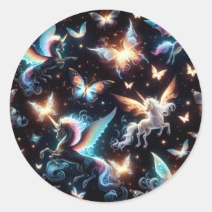 Sticker Rond Rêves de Licorne