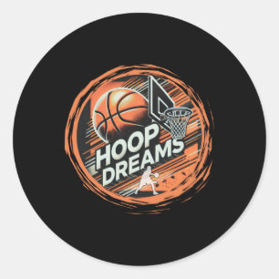 Sticker Rond Rêves de plateau de basket actifs