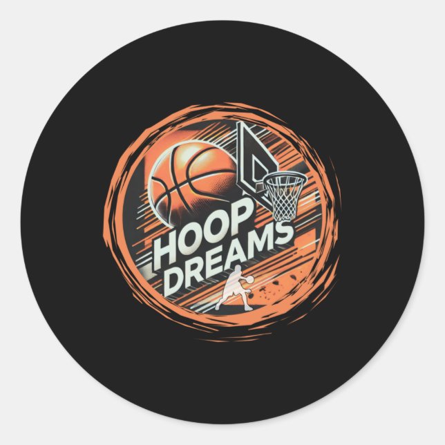 Sticker Rond Rêves de plateau de basket actifs (Devant)