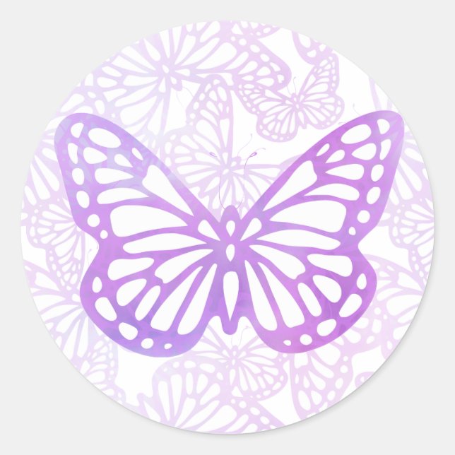 Sticker Rond Rêves papillon (Lavande-Single) (Devant)
